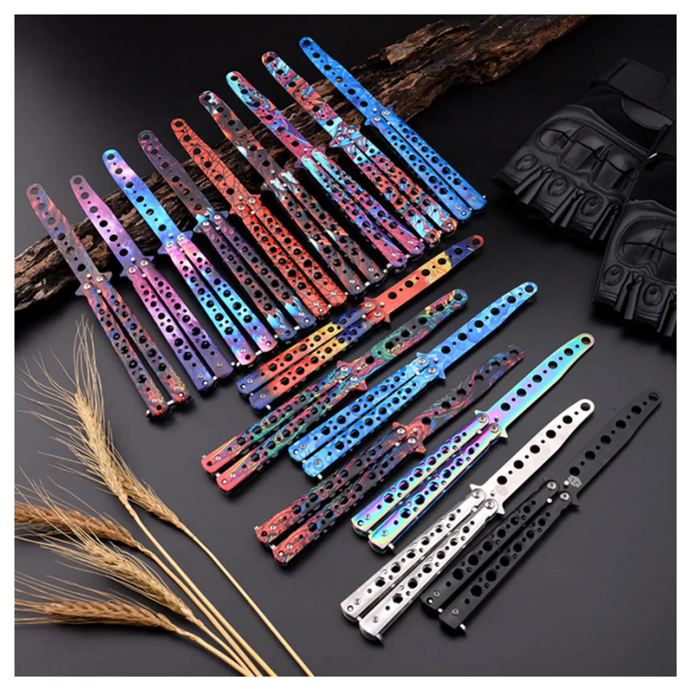 Складной нож-бабочка CSgo тренировочный цветной титановый резец-бабочка полностью