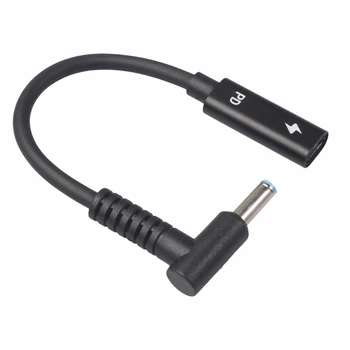 

HOT-USB Type C Female to HP4506 Male 90° Adapter Cable 4.5X3.0mm Plug Dc Power Converter with PD Sensor Chip for HP Laptop