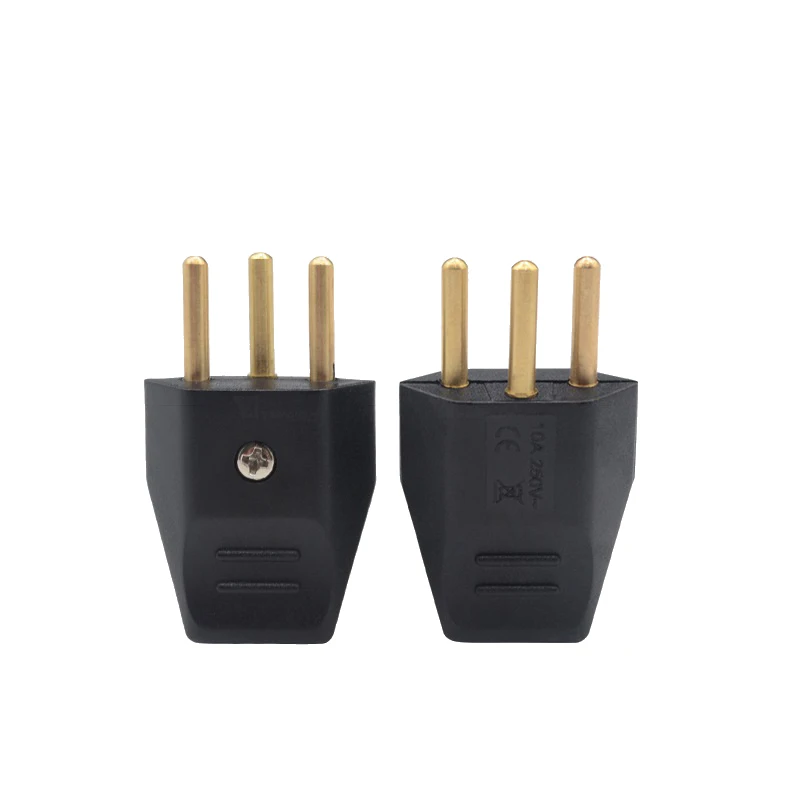 Swiss Electrical Plug 3 Pin Power Cord Plug For Lamp Decoration 10a 250v Assembly Power Plug