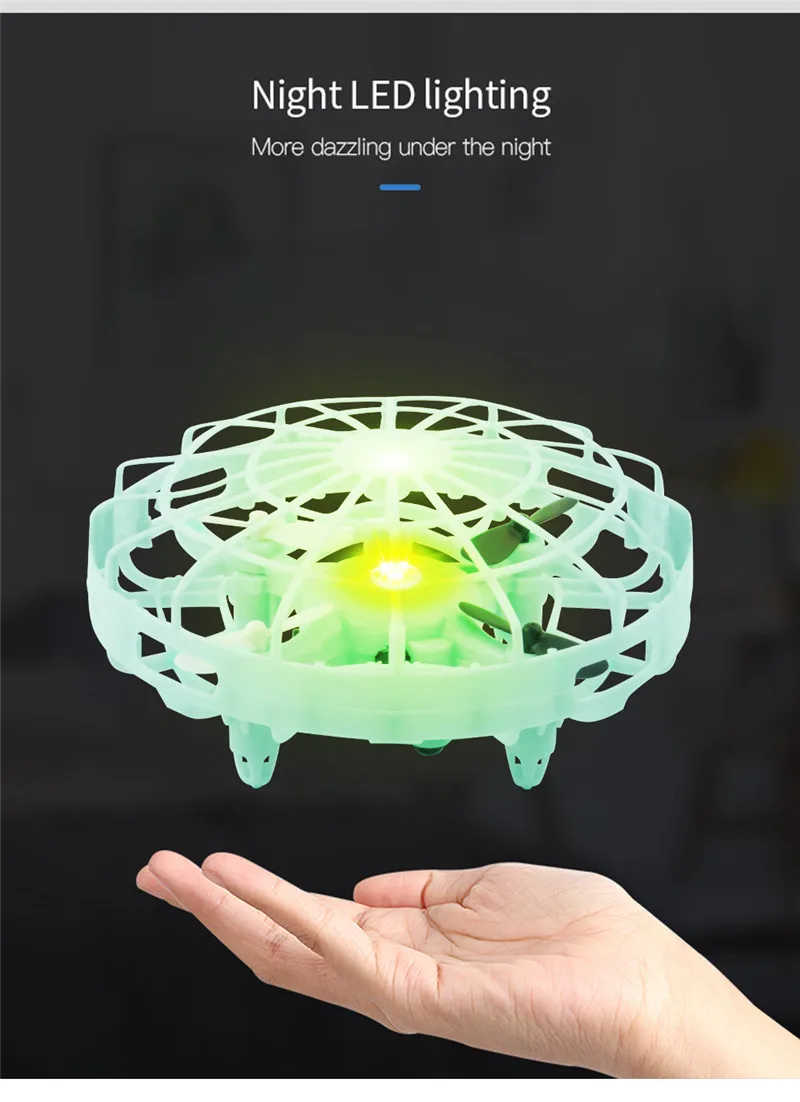 JDRC JD10  Mini Drone UFO Infrared Sensing Control Hand Aircraft Quadcopter Infraed Induction Intlligent Blue/Green RC Kid Toy