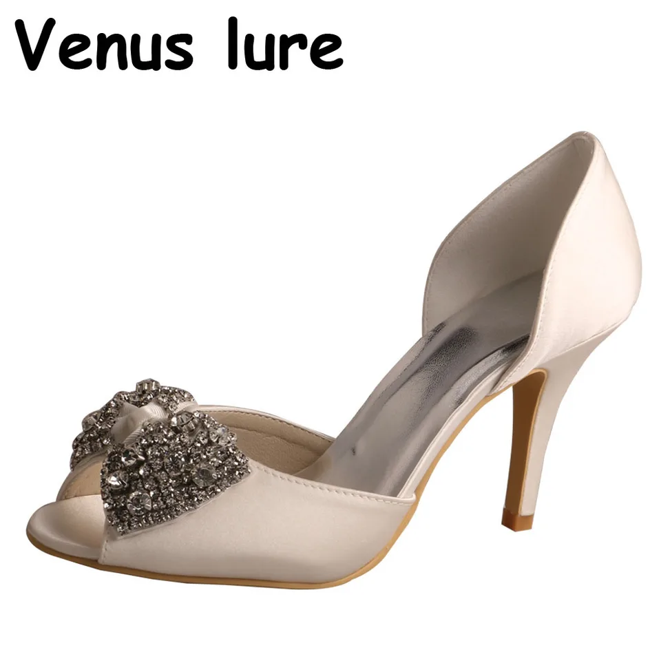 Peep Toe Wedding Shoes Color Ivory Designer Bridal Shoes For Bride