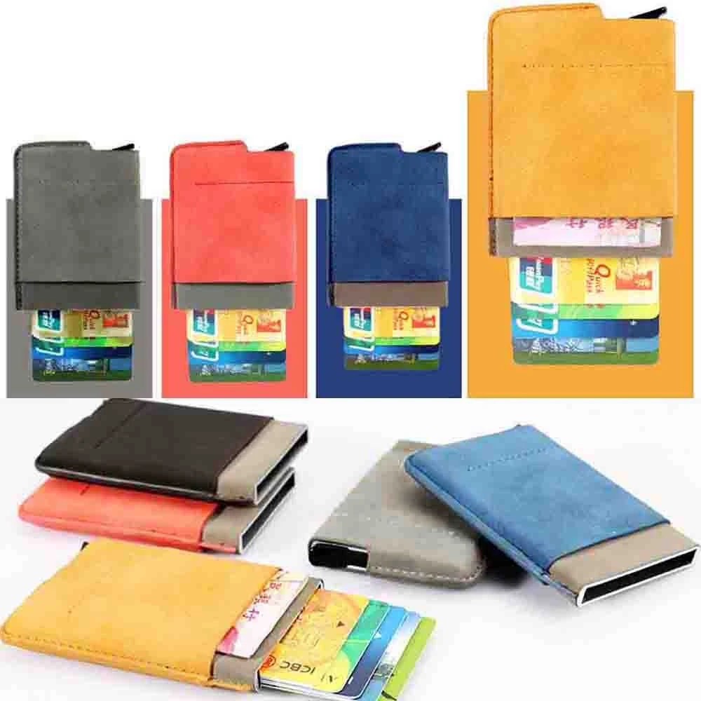 Mobile Phone Credit Card With Elasticity Back Pouch ID Credit Card Holder Mini Slim Wallet Automatic Pop Up Bank Card Case 826