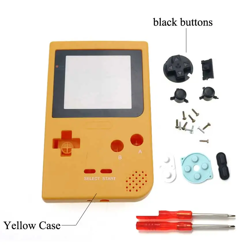 YuXi полный Чехол Корпус Замена для Gameboy Карманная игровая консоль для GBP оболочка с кнопками Набор отверток Инструменты - Цвет: yellow