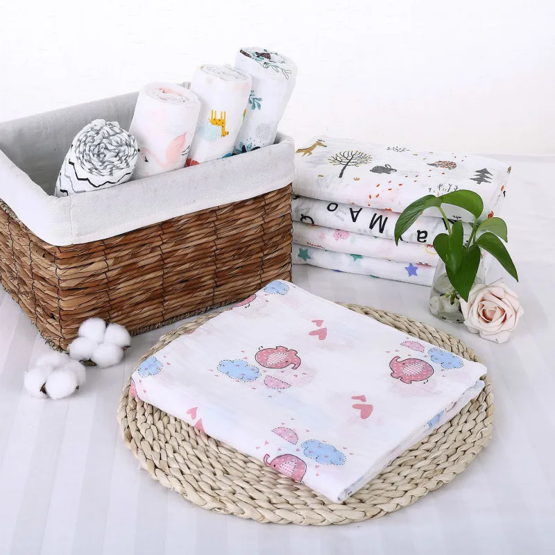 

Muslin 100% Cotton Baby Blanket Swaddles Soft Newborn Blankets Bath Gauze Infant Wrap Sleepsack Stroller Cover Play Mat Baby