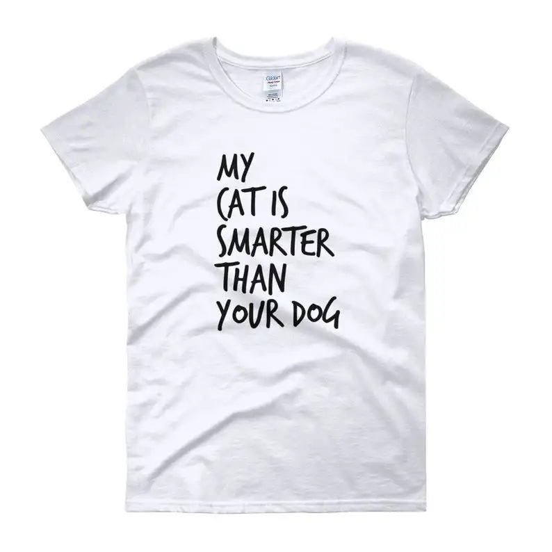 Футболка женская с надписью My Cat модный топ круглым вырезом и коротким рукавом 100%