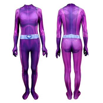 

Wholesale Totally Spies Mandy Cosplay Costume Jumpsuits Zentai Adults Kids Lycra Spandex Purple Bodysuit Tight Suit Catsuit