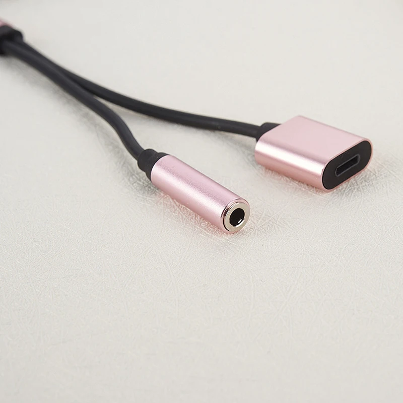 ROSEGOLD 2 в 1 3,5 мм аудио зарядный разветвитель адаптер для iPhone 7 8 Plus X XR XS 11 Pro Max преобразователь для наушников адаптер - Цвет: ROSEGOLD