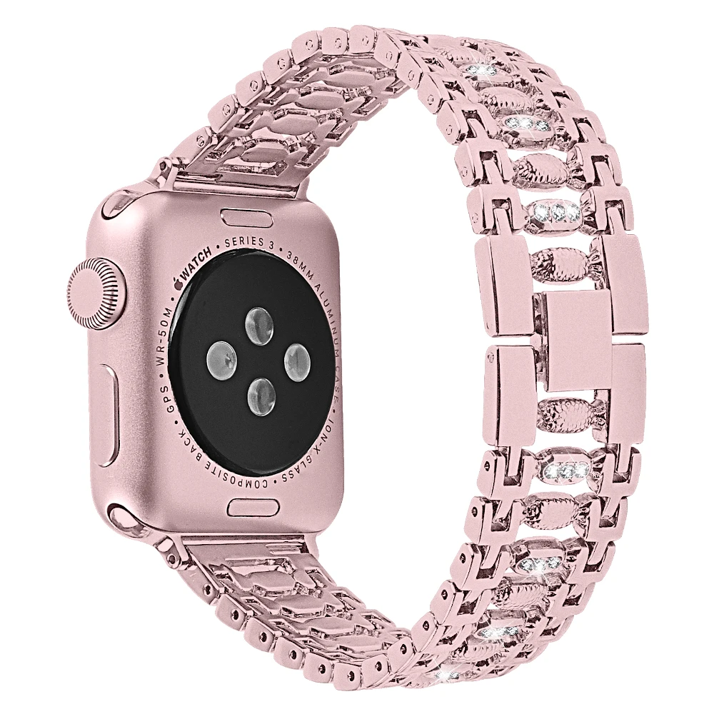 New Women Diamond Watch Band for Apple Watch 5 4 38mm 42mm 40mm 44mm iWatch  Series 5 4 3 Stainless Steel strap Sport Bracelet|Watchbands| - AliExpress