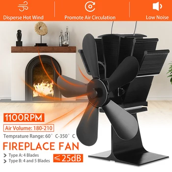 

4 Blades Heat Powered Stove Fan Burner Eco Fan Quiet Home Fireplace Fan Efficient Heat Distribution Fireplace Accessories