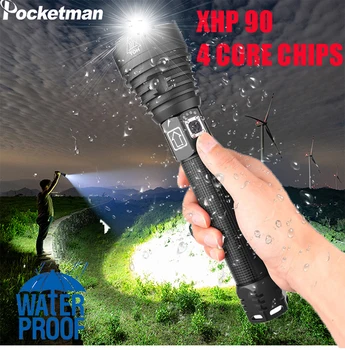 

XHP90 Most Powerful LED Flashlight XLamp 18650 Zoom Torch USB Rechargeable Waterproof Tactical Light Camping Hunting Lamp