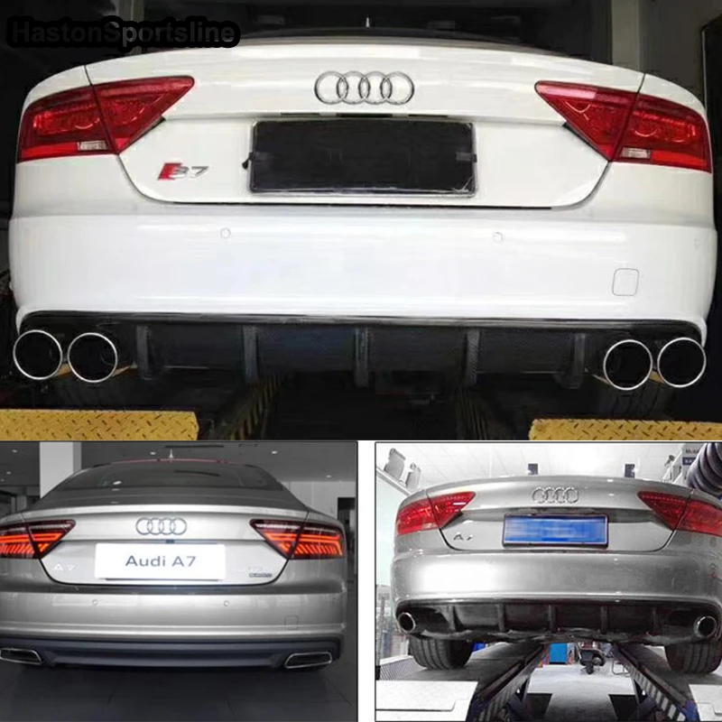 Для Audi A7 S7 S-Line углеродное волокно комплект задней части кузова бампер диффузор автомобильный Стайлинг 2012~ только S7 Sline