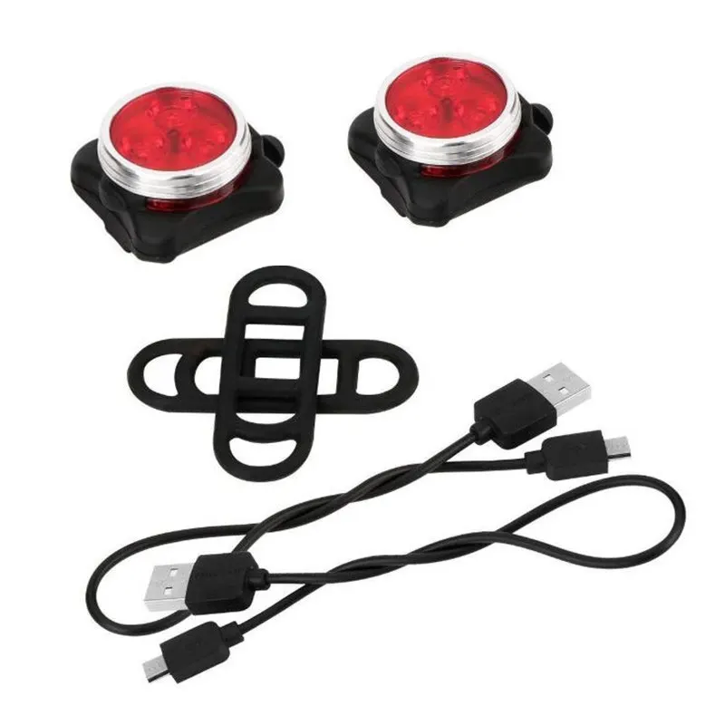 2 шт. USB Перезаряжаемый светодиодный светильник для велосипеда 4 режима яркий передний головной светильник задний фонарь для дропшиппинга - Цвет: 2 Red
