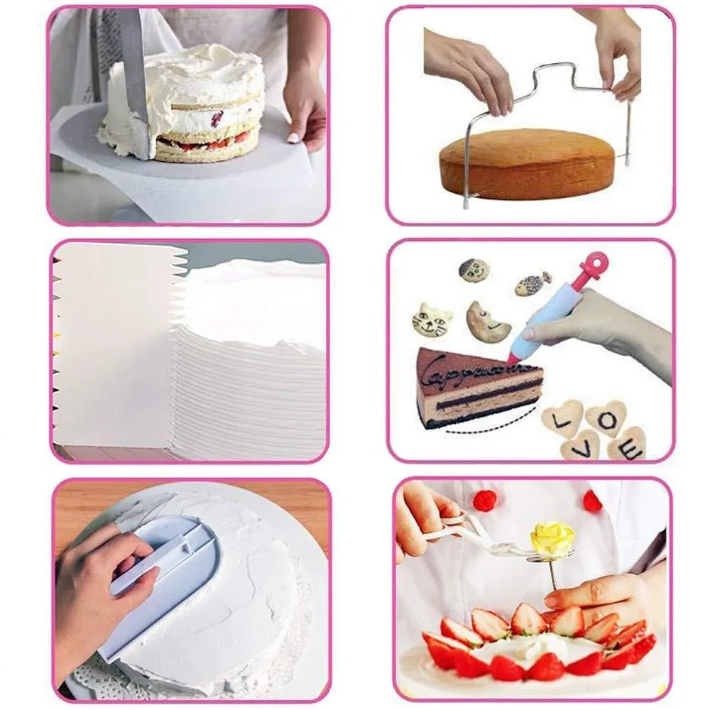 69 PCS Plastic Cake Turntable Rotating Cake Plastic Dough Knife Decorating Cream Cakes Stand Rotary Table DIY Pan Baking Tool