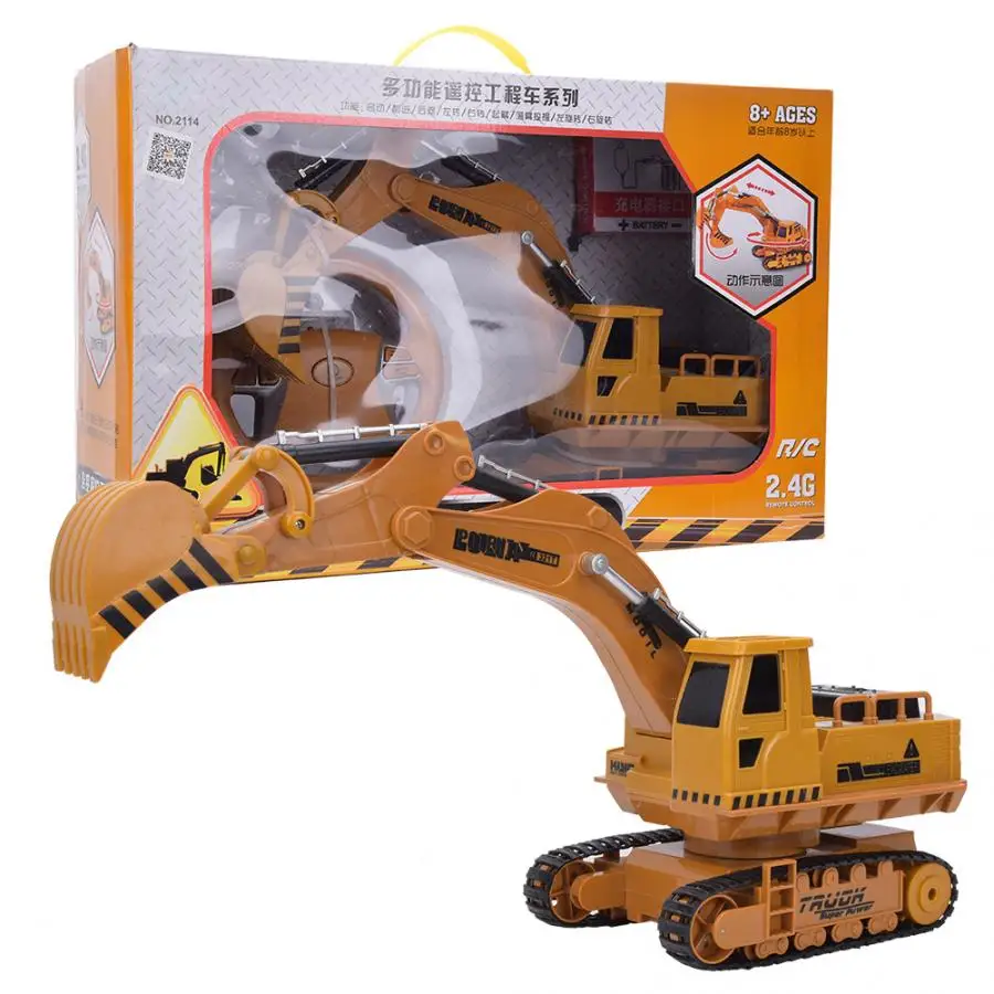 

1/24 2.4G High Simulation Excavator Digger Engineering Car Model Steering Wheel Wireless Remote Control Children Toy Car