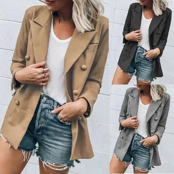 

Women 2019 Women Fashion Spring Autumn Casual Blazers Female Office Lady Suit Slim Fit Button Business With Cutout Blazer Coat