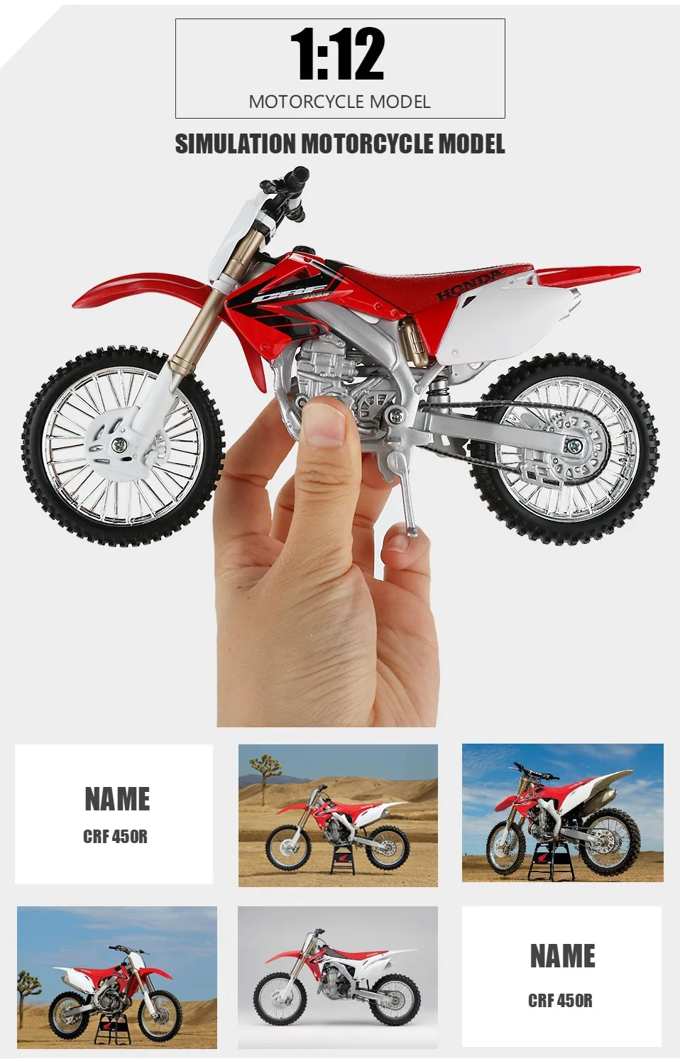 Модель мотоцикла Maisto из 1:12 сплава, игрушка для моделирования CRF 450R внедорожные велосипедные модели, коллекция креативных игрушек для детей