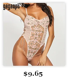 Gagaopt 2020 Hollow Out Sexy V-Neck Lace Bodysuit Sleeveless One Piece Body Feminino Romantic Sheer Teddy Fashion Bodysuit pink bodysuit