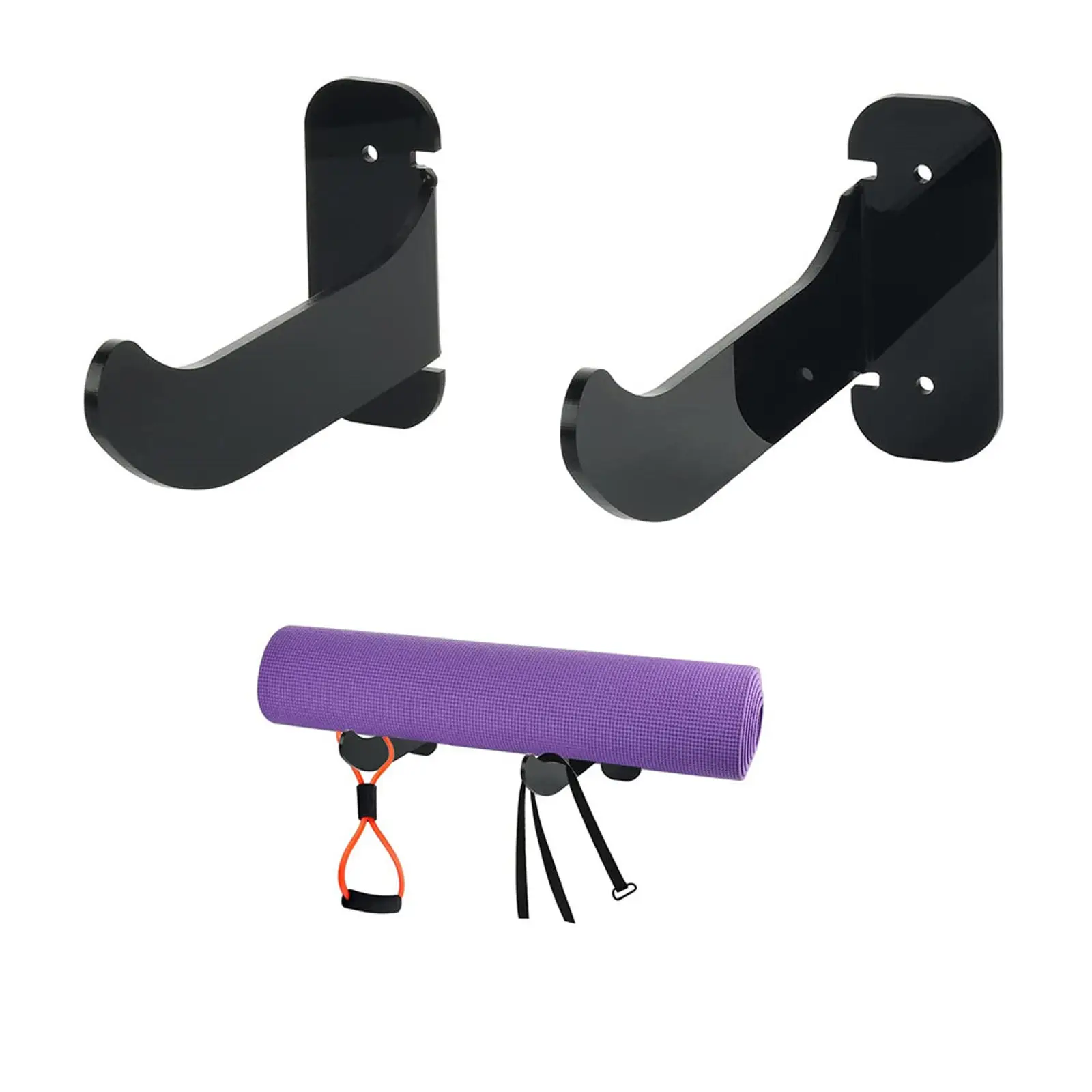 Yoga Mat Holder Wall Mount Rack Storage Shelf Hanging for Exercise Home Fitness Resistance Bands Foam Roller