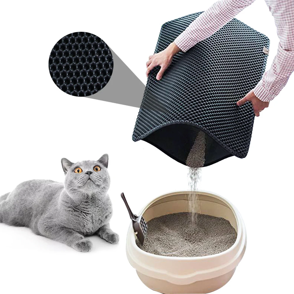 

Trapper Double Layer Eva Tray Mat For Cats Honeycomb Design Cat Litter Mat Washable Foldable Cat Litter Trapping Pad