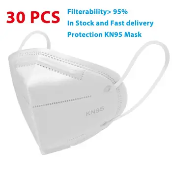 

30PCS KN95 Mask 95% Filterability PM2.5 Breathable Anti Dust Face Mask 5 Layers Protective Mask KN95 Masque For Men Women