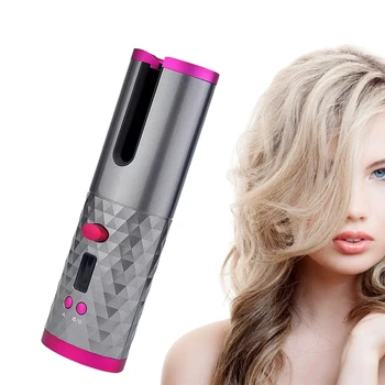 

Wireless Hair Curler Automatic Ceramic Curling Iron Rotating Cordless USB Rechargeable Timer LCD Digital Hair Stying Tools