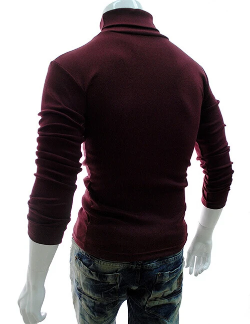 Men High Neck Pullover Long Sleeve Sweater Jacket Jumper Knit Regular Causal Tops Bottoming Shirt