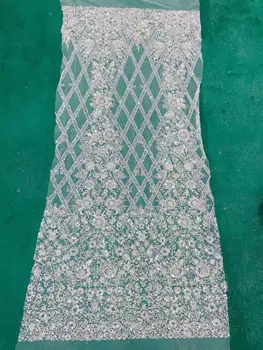 

top quality JIANXI.C-598805 embroidered Tulle Lace Fabric for wedding dress with full beads French Net Lace Fabric