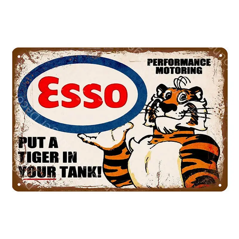 Ретро Esso металлические знаки тигровый мотор масло постер настенное украшение для паба бар автомобиль для бензина и газа табличка Винтаж гараж украшение YI-053 - Цвет: YD2552EI