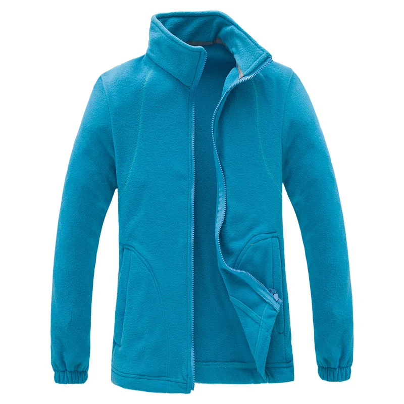 Дешевые флисовые уличные куртки унисекс для женщин и мужчин, теплые зимние осенние куртки с воротником-стойкой для девочек, лыжные куртки с рыбками, спортивные куртки - Цвет: Women Blue