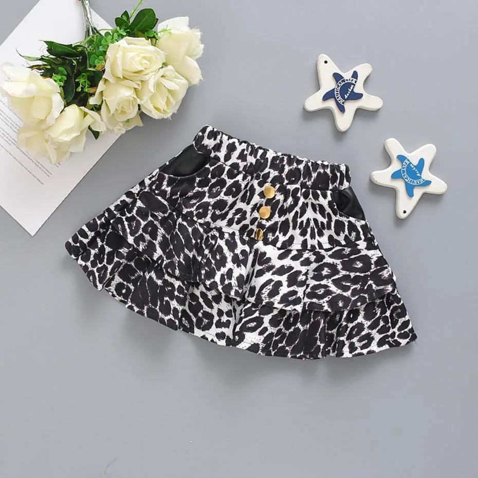 Юбка для девочек; вечерние юбки с леопардовым принтом для маленьких девочек; модная плиссированная юбка для детей; новая осенняя одежда для маленьких девочек - Цвет: As Picture