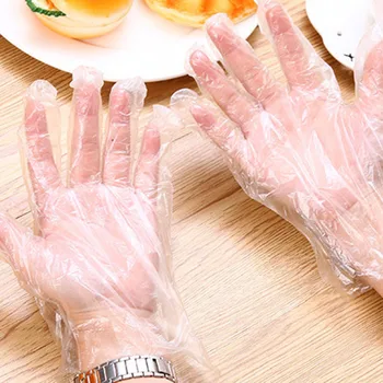 

100pcs Disposable Clear Polythene PE Gloves Plastic Food Safe Cleaning Glove Protective Gears Disposable Clear Cleaning Glove