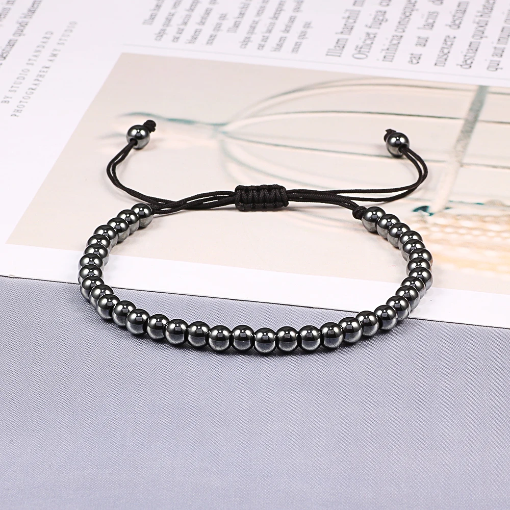 Beaded Bracelet Trendy Copper Beads Bracelets 5mm Handmade Adjustable Braided Strand Bangles for Women Men Yoga Healing Fashion Jewelry Pulseira