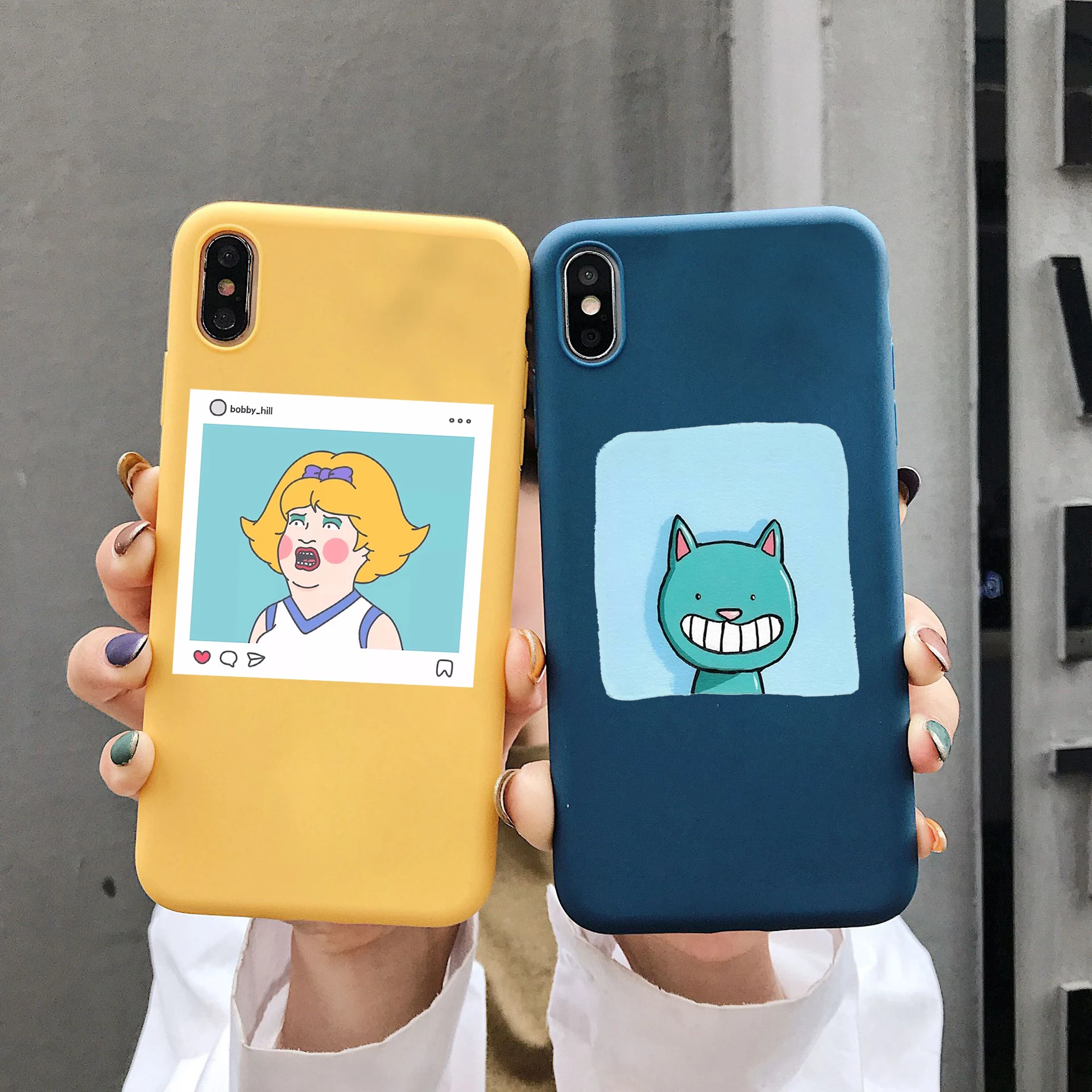 

Case For iPhone 11 12 Pro Max Mini XR Xs 6 6s 7 8 Plus SE2 2020 Five Colors Red Green Yellow Blue Funny Cat Cartoon TPU Cover