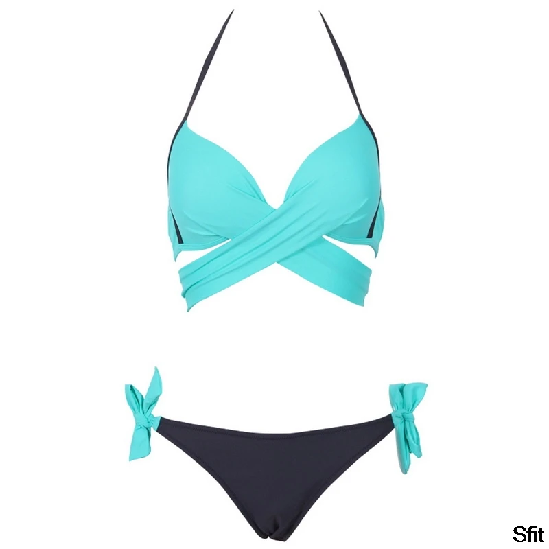 Push Up Bikini 2020 Cross Stripe Women Swimwear Swimsuit Halter Top Print Maillot De Bain Biquini Knitted Bathing Suits Push Up Bikini 2020 Cross Stripe Women Swimwear Swimsuit Halter Top Print Maillot De Bain Biquini Knitted Bathing Suits