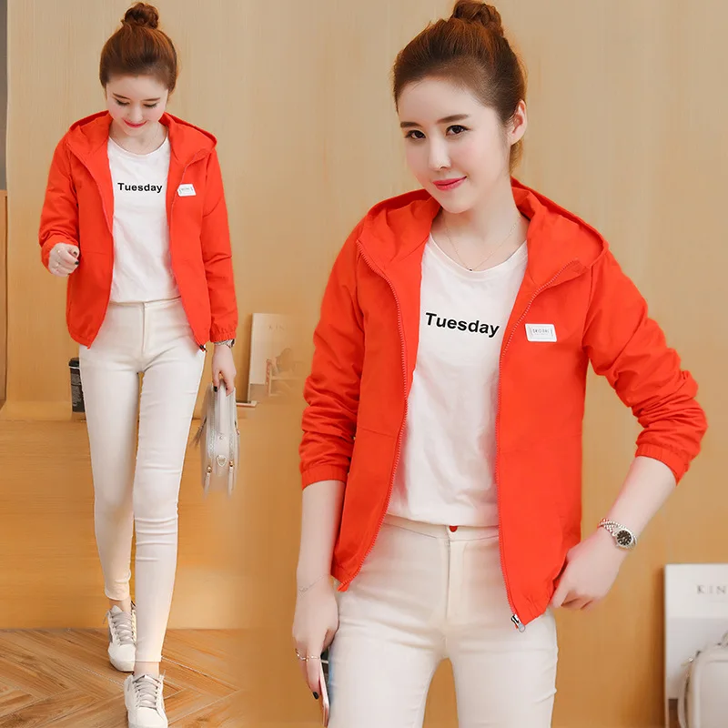 

2018 Spring And Autumn Short Coat Women's New Style Korean-style Hooded Tops Long Sleeve Casual Jacket