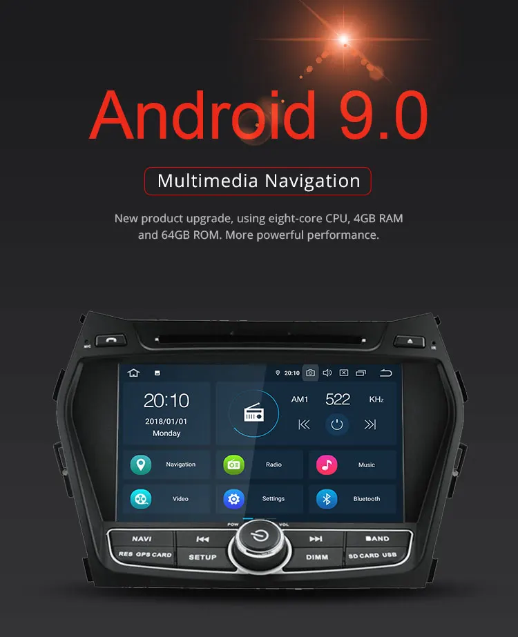 Perfect TOPBSNA Android 9.0 Car DVD player For Hyundai IX45/Santa fe 2013 2014 WIFI Multimedia GPS Stereo 2 Din Car Radio automotive RDS 1