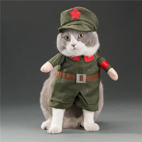 Olive green Хэллоуин ПЭТ Косплей вертикально ПОВЕРНУТАЯ собака кошка Рождественская одежда осенне-зимняя одежда забавная Одежда Аксессуары для домашних животных - Цвет: Olive green