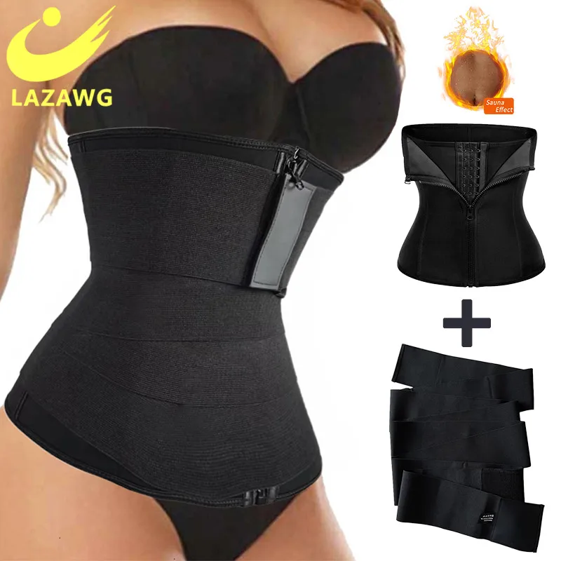 tummy tucker for women LAZAWG Waist Trainer Wrap Belt Slimming Neoprene Sweat Body Shaper Sauna Womens Adjust Snatch Waist Cinchers Tummy Girdle Strap best tummy control shapewear uk