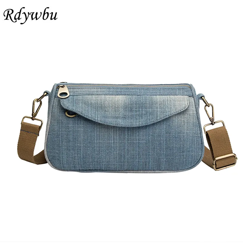 

Rdywbu Fashion Blue Denim Women Shoulder Bag High Quality Jeans Canvas Girls Travel Cross-body Sling Bag Mochila Bolsa B162