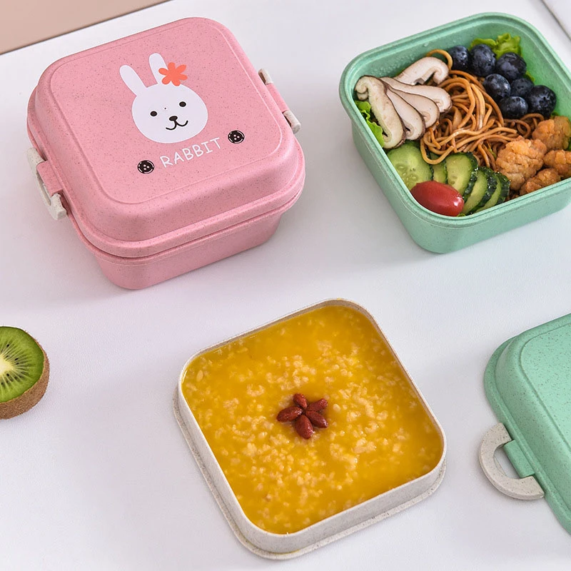 Cute Plastic Lunch Box Microwavable Bento Box Food Fruits Container Box 