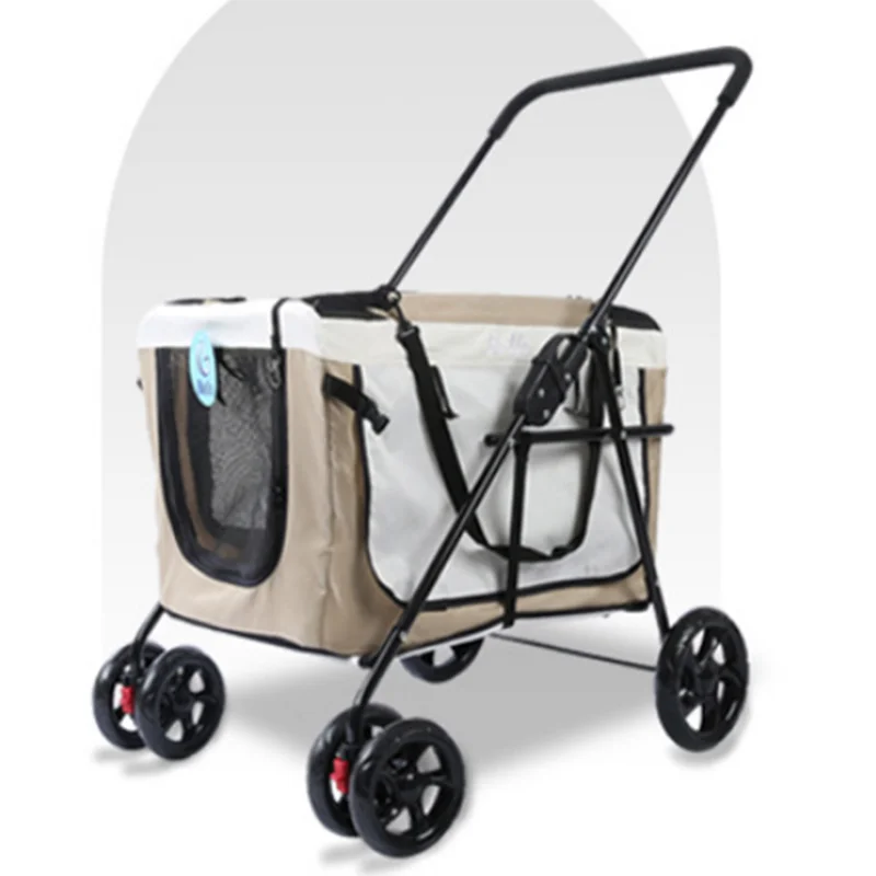 Легкая Складная двойная коляска для домашних животных, большая тележка для собак, четыре колеса, съемная коляска для кошек и собак