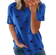 

Summer Spring Women's T-Shirt Top Casual Fashion Streetwear Elegant Cute Cotton Short Sleeve With Print Loose Round Neck White