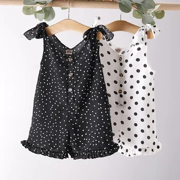 

Baby Summer Clothing Toddler Infant Baby Girls Polka Dots Print Romper Sleeveless Strap Sunsuit Jumpsuits Outfit 1-5Y