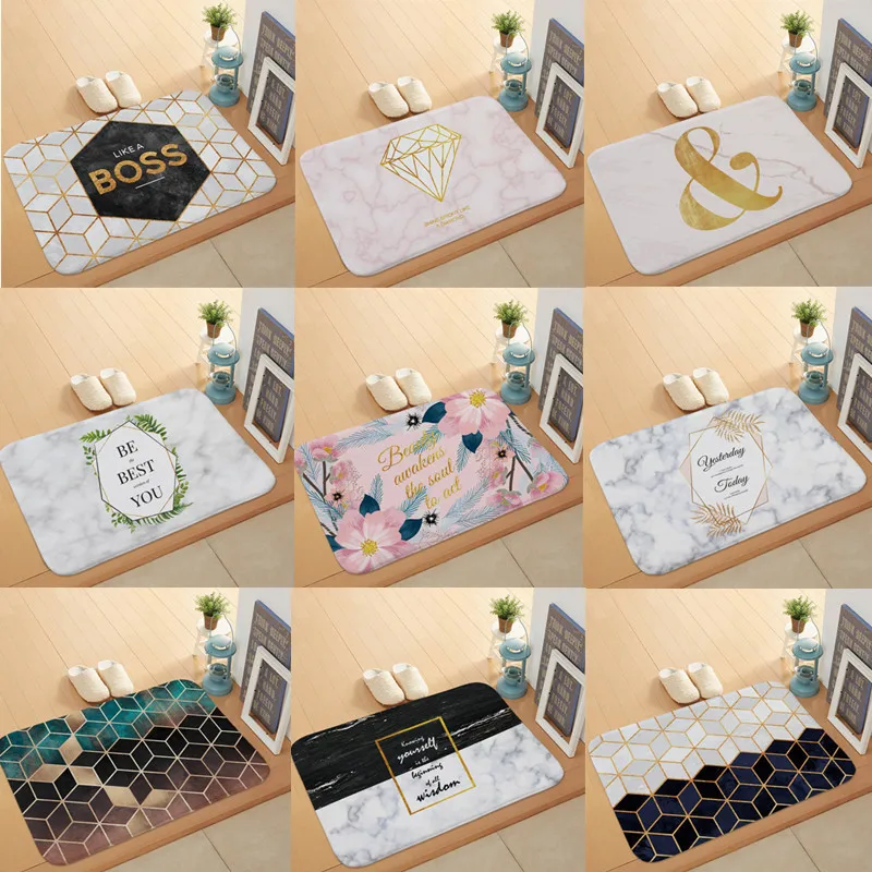 

Creative Floor Mat Kitchen Mat For Hallway Entrance Doormats Bedroom Reusable Washable Bathroom Rug Geometric coral mat