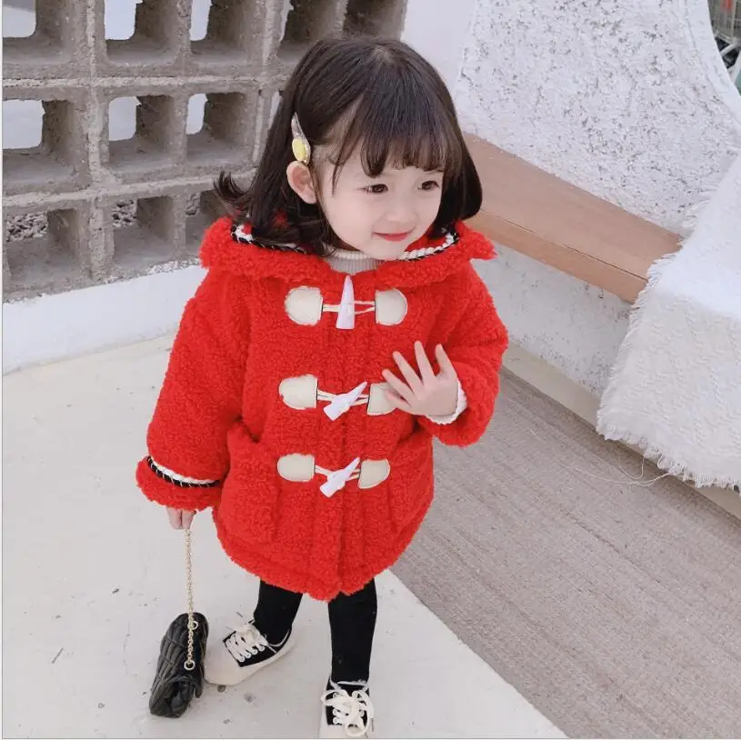 

2019 winter new year new girls horns button sweater sweater baby coat jacket children's clothing