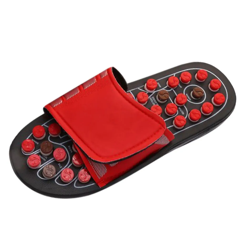 Акупунктурные массажные тапочки; сандалии для мужчин; китайская Акупрессура; медицинская вращающаяся Массажная обувь для ног; zapatos mujer - Цвет: Красный