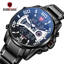 Повседневные спортивные мужские часы новые роскошные полностью стальные водонепроницаемые светодиодный цифровые часы Топ бренд двойной дисплей Автоматические наручные часы с датой