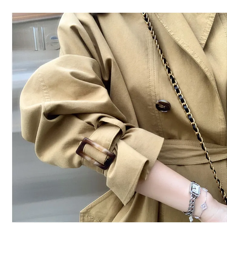Women 's Trench Coat Mid -length 2021 New Korean Style Elegant Fashion Casual Spring and Autumn Khaki Long Double Breasted Full