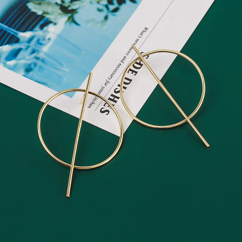 Корейские массивные круглые Висячие серьги для женщин модные ювелирные изделия винтажные геометрические золотые Асимметричные Длинные Серьги Brincos - Окраска металла: Gold 9