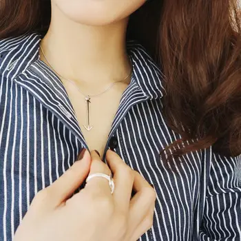 

Amaiyllis 925 Sterling Silver Fashion Retro Arrow Necklace Pendants Personality Direction Clavicle necklace For Female Jewellry
